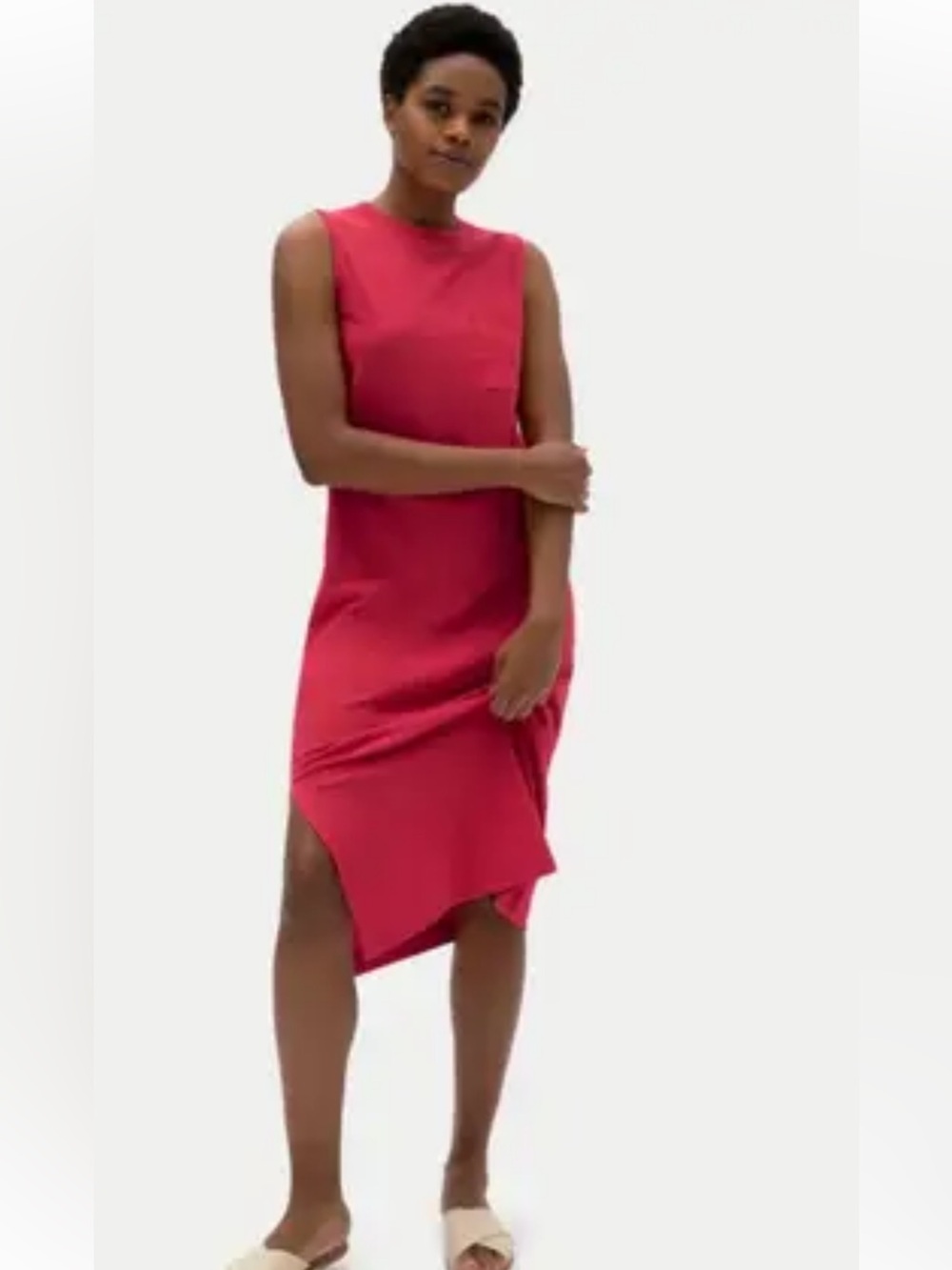 Everlane The Weekend Tank Sleeveless Pocket Dress pink, size XS